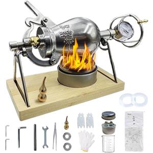 Generic Macchina Popcorn Manuale, Macchina Popcorn Tradizionale Cinese, Mini Pentola per Popcorn in Acciaio Inossidabile, Piccolo Cannone per Popcorn per Feste di Famiglia E Divertimento(520ml)