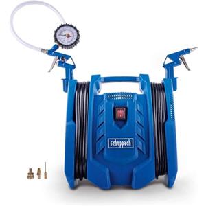 Scheppach Compressore portatile Airforce 7, 230 V, 1100 W, pressione 8 bar, 180 l/min, senza olio e mobile, raggio di lavoro di 8 m, con tubo da 4 m, cavo da 4 m, riempitore pneumatico