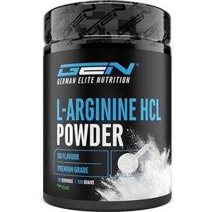 GEN GERMAN ELITE NUTRITION L-Arginina HCL - 500 g in Polvere | L-Arginina Cloridrato - Premium: Aminoacidi Vegetali - Solubilità Ottimale - Polvere Pura Senza Additivi - Vegano