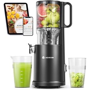 AAOBOSI AOBOSI Estrattore frutta e verdura, 126MM XXL Grande Canale di Alimentazione per Frutta e Verdura Intere - Capacità 1,5L, 200 W Slow juicer, Triplo Filtro, Nero