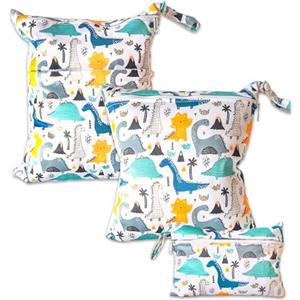 ABirdon Wetbag Pannolini, 3 pezzi Borsa per Pannolini Lavabili Riutilizzabile, Sacchetto con cerniera per Pannolino, Organizzatore Lavabile per Bambini, Borsa per Viaggi