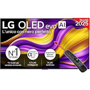 LG OLED evo AI G5 TV 55 pollici, Smart TV 4K, Staffa a muro inclusa, Processore α11 Gen2, Brightness Booster Ultimate, webOS con AI, Dolby Vision e Atmos, VRR e GSYNC 4K@165Hz, OLED55G55LW 2025