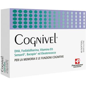 PHARMASUISSE COGNIVEL - Integratore Alimentare 40 Softgel con DHA, Fosfatidilserina e Vitamina D3 per la Funzione Cognitiva