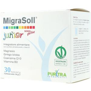 Purytra Farmaceutici Migrasoll Junior - Integratore Alimentare per Funzioni Cognitive dei Bambini, 30 Bustine da 5,5 g