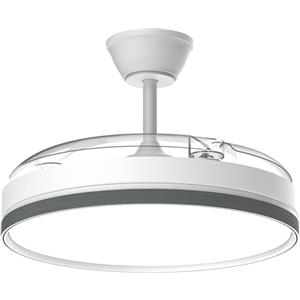 Airwit 106cm Ventilatore da Soffitto con Luce e pale retrattili, 70W Silenzioso Lampada Ventilatore da Soffitto con Telecomando e Motore DC per Camera da Letto, Cucina, Soggiorno, Bianco, 6 Velocità