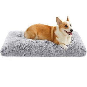 Feandrea Cuccia per Cani, Tappetino per Animali di Peluche Morbida, 95 x 60 cm, Imbottitura Soffice, Lavabile in Lavatrice, Cuscino per Cani Multiuso, Grigio Ombré PGW202G01