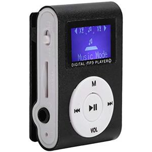 FRZY 01 Lettore Musicale Portatile, Sport Back‑Clip MP3 Radio FM Registratore vocale Schermo LCD da 32 GB per Esterni(Nero)
