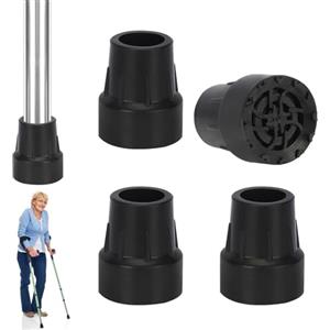 AetherAurora 4 Pezzi Puntali in Gomma, 19 mm Punta di Ricambio Antiscivolo, Piedini Antiscivolo, Gommini per Stampelle, Bastone da Passeggio Paraurti in Gomma, per Bastoncini da Trekking, Stampelle (Nero)