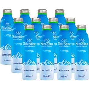 Sant'Anna Source de Pédourès Alubottle Naturale 0,5L | Source de Pédourès, acqua minerale naturale di montagna, a bassa mineralizzazione | Confezione da 12 bottiglie