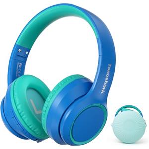 TONOSHARK Cuffie Bluetooth Bambini, Cuffie Antirumore Bambini, 60h Autonomia, Wireless Over-Ear Con Microfono, Pieghevoli, Custodia Inclusa, Per Scuola e Viaggi (Blu)