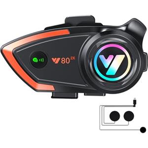 JJXCYH Interfono Moto Casco, interfono moto, interfono moto bluetooth coppia, Bluetooth Musica Cuffie Casco Forte Bass/IP67 Impermeabile 1000mAh