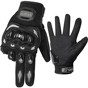 LVNRIDS Guanti da Moto Uomo Donna, Guanti Moto Motocross Estate con dita intere Touch Screen per BMX ATV MTB Ciclismo Nero XL