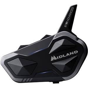 Midland - Interfono Moto Bluetooth BTR1 Advanced Singolo, Auricolari Casco Moto Impermeabili IPX6, 1,2Km, 4 Persone Conference, Batteria 23H, Cancellazione Rumore, Audio HD, Conforme ECE2206