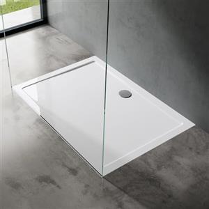 doporro Piatto Doccia Rettangolare 70x80 H 4 cm in Acrilico Rinforzato Bianco Lucido, Installazione Filo Pavimento - Faro2