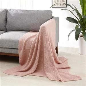 Amazon Basics decorativa per la stanza, lavorata a maglia Copriletto, 127 x 152 cm, Rosato Opaco