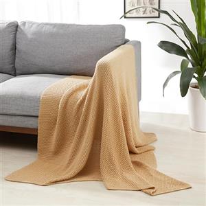 Amazon Basics decorativa per la stanza, lavorata a maglia Copriletto, 127 x 152 cm, Sabbia