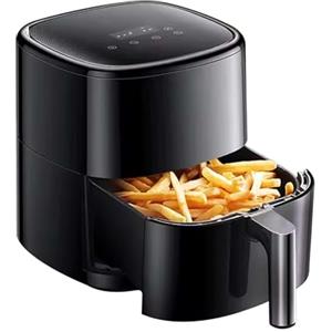 Avilia Friggitrice ad Aria Digitale 4L - Potenza 1200W, Timer 60 Minuti, Temperatura Regolabile 80-200°C, Cottura Ventilata a 360° Senza Olio Nero