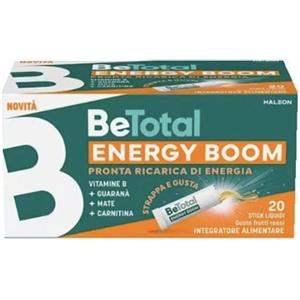 BeTotal Energy Boom - Integratore Energetico in Stick con Vitamine B, Guaranà e Ginseng - 20 Stick