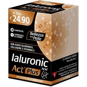 F&F Ialuronic Acid Act Plus - Integratore con Acido Ialuronico e Collagene per Pelle Elastico e Luminosa - 30 Compresse