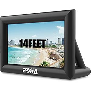 PPXIA Schermo di film gonfiabile per esterni Mega schermo proiettore con aria ventilatore, tie-down, kit di riparazione e borse di stoccaggio, feste, cinema (14 piedi)