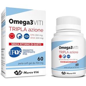 Marco Viti Omega3 Viti Tripla Azione Perle- 150 Mg. Epa E 150 Mg. Dha Per Perla (Confezione da 2)
