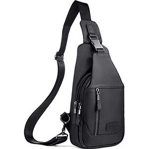 Leathario Zaino a Monospalla in Vera Pelle con Multitasche da Uomo, Borsa a Petto ed a Spalla per Multiuso ed Esigenze Quotidiane come Gite, Viaggio, Weekend e Visite