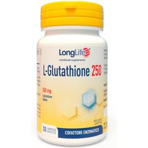 LongLife® L-Glutathione 250mg | L glutatione ridotto alto dosaggio | Gastroresistente | Antiossidante e difese immunitarie | 1 mese di trattamento | Vegano e senza glutine