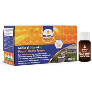 Manuka Benefit Pappa Reale Fresca con Miele Di Manuka e Vitamina B6, 10 Flaconcini Da 10 ml con proprietà nutritive, per il benessere generale del sistema immunitario