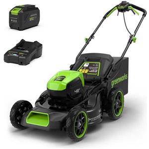 GREENWORKS Tagliaerba Elettrico a Batteria 48V - Motore Brushless, Taglio Ø 46 cm, Altezza Regolabile 25/80 mm, Capacità Sacco 55 Litri
