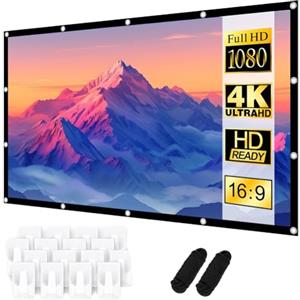FOGARI Schermo Proiettore 100 Pollici, Telo Proiettore Portatile 16:9 Full HD 4K, 221 x 125 cm Schermo Doppia Faccia,Anti Rughe Pieghevole,Portatile Lavabile, Schermo Proiezione per Esterni per Home theater