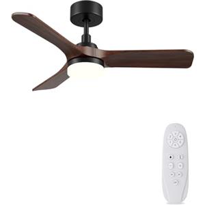 AUTODAY Legno Ventilatore da soffitto con luce, 30W motore DC ultra silenzioso,diametro 90cm con 3 pale reversibili Telecomando con funzione di memoria 6 velocità dimmerabile ventilatore soffitto