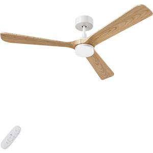 AUTODAY Legno Ventilatore da soffitto con luce 30W motore DC ultra silenzioso diametro 132cm con 3 pale reversibili Telecomando con funzione di memoria 6 velocità dimmerabile ventilatore soffitto