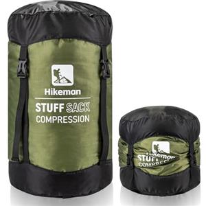 HIKEMAN Sacco a pelo a compressione, leggero, impermeabile, per campeggio, escursionismo, viaggi (verde militare, XL)