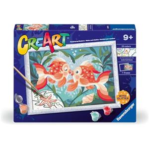 Ravensburger - CreArt Serie D: Pesci innamorati, Dipingere con i Numeri, Kit Pittura Bambini, Cornice Inclusa, Gioco Educativo e Creativo, Idea Regalo Bambini 9+ Anni, 18x24cm