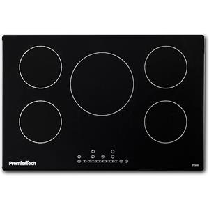 PremierTech PT805I Piano Cottura a Induzione 5 Zone Vetro Nero 80cm (77cm da Incasso) Touch Control Funzione Boost Timer Blocco Sicurezza Regolazione 9 Livelli Compatibile Pentole adatte ad Induzione
