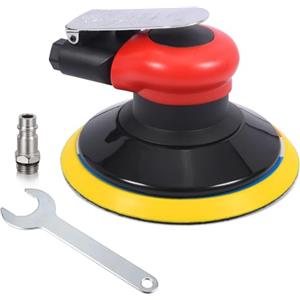 QIUMIN Smerigliatrice orbitale ad aria compressa industriale 125 mm, 10000 giri/min, levigatrice pneumatica ad alte prestazioni (rosso) per auto legno