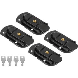 PATIKIL Chiavistello per Valigia 2,64 x 1,34, 4pz Chiusura a Scatto in Ferro Metallico con Chiave per Scatola Gioielli Custodia in Legno Cassetta Attrezzi Valigie, Nero