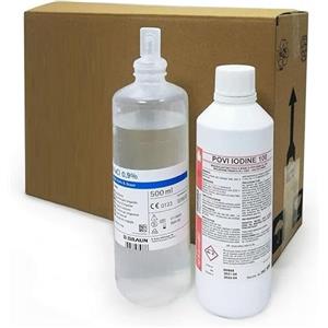Generico ALMAMEDICAL BOX DISINFETTANTE PER VALIGETTA PRONTO SOCCORSO- 3 ECOLAV SOLUZIONI FISIOLOGICHE 500 ML 2 POVI-IODINE 100 ANTISETTICO 500 ML