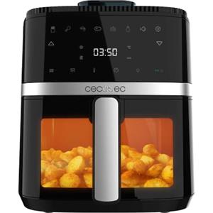 Cecotec Friggitrice ad aria senza olio da 5 litri Cecofry Drip 5000 Air Fryer. 1500 W, spray d'acqua, 8 menu, tecnologia PerfectCook, 80-200 °C, finestra, luce interna e pannello touch
