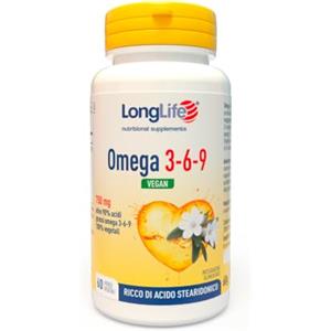 LongLife® Omega 3-6-9 Vegan | Con Ahiflower® | Oltre 90% di acidi grassi omega 3-6-9 | Da olio di Buglossoides arvensis | 100% vegetale | 60 perle vegetali | Vegano e senza glutine
