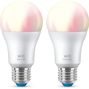 WiZ Lampadina Smart WiFi, Luce Bianca o Colorata Dimmerabile, E27, 8.5W, Controllo tramite app o Controllo Vocale (Alexa, Apple HomeKit, Google Home) (Confezione da 2)