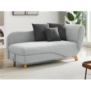 Vente-unique-Chaise longue letto con contenitore in Tessuto Grigio - Angolo a sinistra - PENELOPE