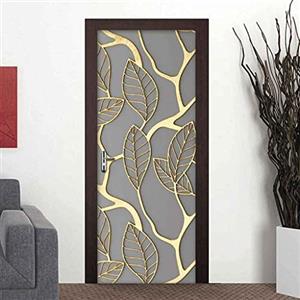 Generic Adesivo Murale Per Porta Murale Per Porta 3D Foglia D'Oro Botanica Astratta 90 X 210 Cm Adesivi Per Porte Murali Per Pareti Interne Carta Da Parati Artistica Per Poster Decalcomanie Per Porte Rimovib