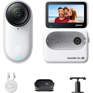 Insta360 GO 3S 64GB Arctic White - 4K Tiny Portable Vlogging Camera, Vivavoce POV, Montaggio ovunque, Stabilizzazione, Durata della batteria 140 min, Impermeabile 10 m, AI Editing, Per Vlog, Viaggi