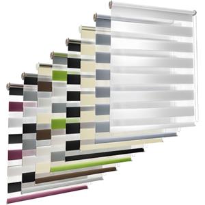 TEKONA Doppia tenda a rullo, fissaggio senza fori, oscurante e traslucida per finestre, protezione solare per finestre e porte, colore bianco, beige, marrone, 65 x 150 cm (larghezza x lunghezza),