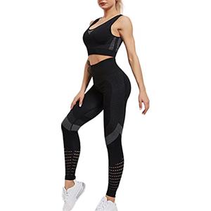 Yekdmxop Completo Palestra Donna Push Up Set di Abbigliamento Sportivo da Yoga Reggiseno Sportivo+Leggings Sportivi 2 Pezzi Kit Palestra Leggins e Top Fitness Push Up Pantaloni a Vita Alta Pilates Jogging