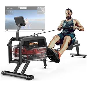 Kitopa Vogatore ad Acqua, Vogatore Professionale per Casa con Display Bluetooth Regolabile e Supporto per Tablet, Vogatore Fino a 150 kg, Seduta Confortevole, Risparmio di Spazio