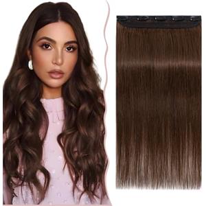 SEGO Extension Capelli Veri Clip Fascia Unica 100% Remy Human Hair Extensions Singole Cioccoa Larga Posticci Donna 20cm (40g) #4 Marrone Cioccolato