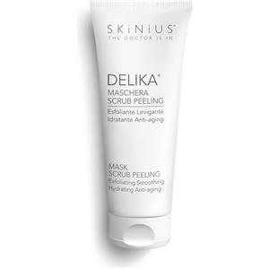 Skinius DELIKA Maschera Scrub Peeling Viso Esfoliante per Pelle Sensibile - Rinnova e Illumina l'Incarnato - Con Fospidina, Polvere di Pomice e Acqua di Lampone, Mirto e Melograno - 75ml