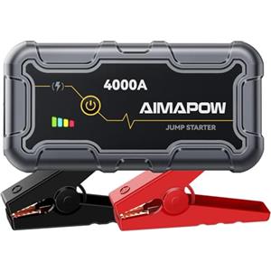 AIMAPOW Avviatore Batteria Auto,4000A Avviatore Emergenza per Auto(Adatto a 7.0L Gas o motore diesel 5.5L litri), 12V Jump Starter Booster Power Bank, Torcia a LED AIMAPOW